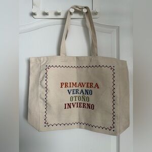 Brand New Sezane Canvas Tote Bag Beige with Embroidery